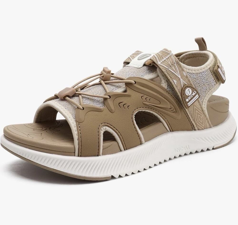 ONCAI Walking Sandals for Women, Sport Athletic Hiking Sandals Beige Size 10